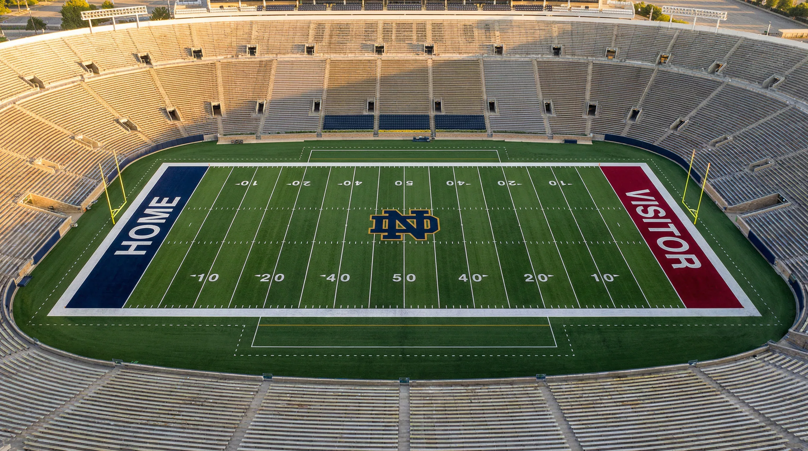 American-Football-Spielfeld mit Yard-Markierungen und Endzonen – NFL-Grundlagen für Wetter